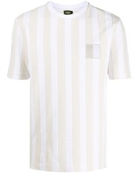 T-shirt à col rond à rayures verticales beige Fendi