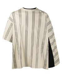 T-shirt à col rond à rayures verticales beige Y/Project