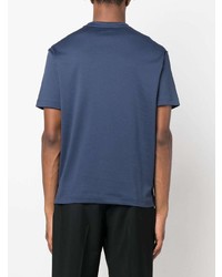 T-shirt à col rond à rayures verticales blanc et bleu marine Giorgio Armani