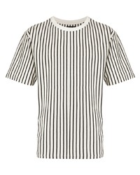 T-shirt à col rond à rayures verticales blanc et noir agnès b.