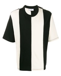 T-shirt à col rond à rayures verticales blanc et noir Ami Paris