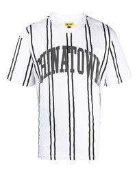 T-shirt à col rond à rayures verticales blanc et noir Chinatown Market