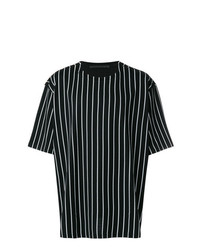 T-shirt à col rond à rayures verticales blanc et noir Haider Ackermann