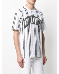 T-shirt à col rond à rayures verticales blanc et noir Chinatown Market