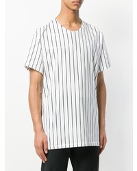 T-shirt à col rond à rayures verticales blanc et noir Haider Ackermann