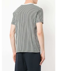 T-shirt à col rond à rayures verticales blanc et noir CK Calvin Klein
