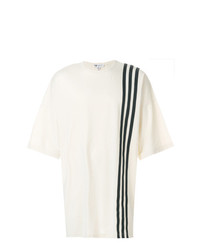 T-shirt à col rond à rayures verticales blanc et noir Y-3