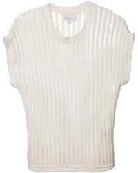 T-shirt à col rond à rayures verticales blanc 3.1 Phillip Lim