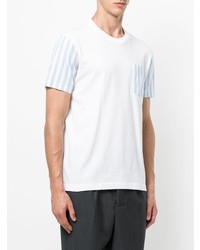 T-shirt à col rond à rayures verticales blanc Ami Paris