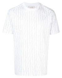 T-shirt à col rond à rayures verticales blanc Cerruti 1881