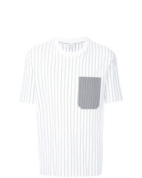 T-shirt à col rond à rayures verticales blanc CK Calvin Klein