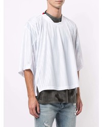 T-shirt à col rond à rayures verticales blanc Martine Rose