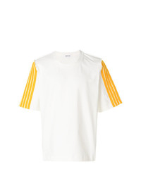T-shirt à col rond à rayures verticales blanc Dima Leu