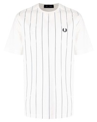 T-shirt à col rond à rayures verticales blanc Fred Perry