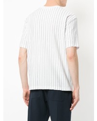 T-shirt à col rond à rayures verticales blanc CK Calvin Klein