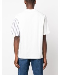 T-shirt à col rond à rayures verticales blanc Feng Chen Wang
