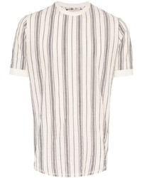 T-shirt à col rond à rayures verticales blanc Prevu