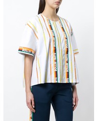 T-shirt à col rond à rayures verticales blanc Mira Mikati