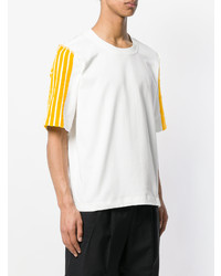 T-shirt à col rond à rayures verticales blanc Dima Leu