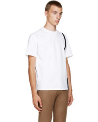 T-shirt à col rond à rayures verticales blanc Kolor