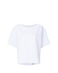T-shirt à col rond à rayures verticales bleu clair MM6 MAISON MARGIELA