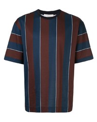 T-shirt à col rond à rayures verticales bleu marine Cerruti 1881