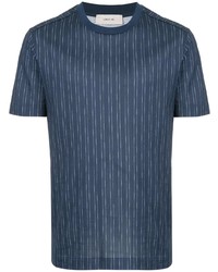 T-shirt à col rond à rayures verticales bleu marine Cerruti 1881