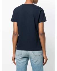 T-shirt à col rond à rayures verticales bleu marine Golden Goose Deluxe Brand