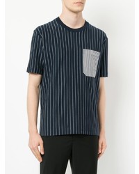 T-shirt à col rond à rayures verticales bleu marine CK Calvin Klein