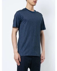 T-shirt à col rond à rayures verticales bleu marine Cerruti 1881