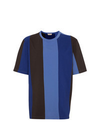 T-shirt à col rond à rayures verticales bleu
