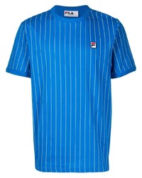 T-shirt à col rond à rayures verticales bleu Fila