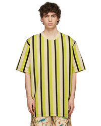 T-shirt à col rond à rayures verticales chartreuse