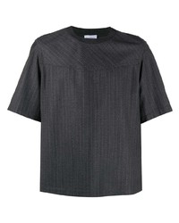 T-shirt à col rond à rayures verticales gris foncé Salvatore Ferragamo