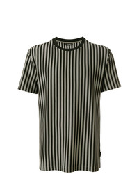 T-shirt à col rond à rayures verticales gris Calvin Klein Jeans
