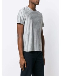 T-shirt à col rond à rayures verticales gris Thom Browne