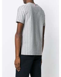 T-shirt à col rond à rayures verticales gris Thom Browne