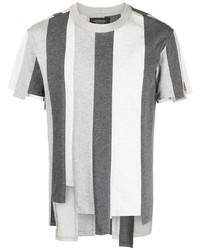 T-shirt à col rond à rayures verticales gris Viktor & Rolf