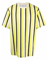 T-shirt à col rond à rayures verticales jaune Kenzo