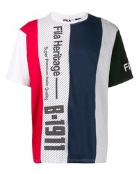 T-shirt à col rond à rayures verticales multicolore Fila