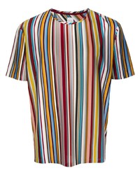 T-shirt à col rond à rayures verticales multicolore Paul Smith