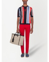 T-shirt à col rond à rayures verticales multicolore Dolce & Gabbana
