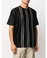 T-shirt à col rond à rayures verticales noir Paul Smith