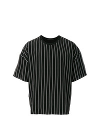 T-shirt à col rond à rayures verticales noir Haider Ackermann