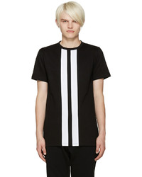 T-shirt à col rond à rayures verticales noir Pyer Moss