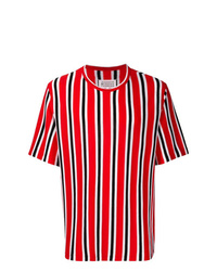 T-shirt à col rond à rayures verticales rouge Maison Margiela