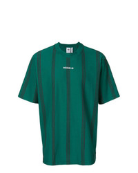 T-shirt à col rond à rayures verticales vert foncé adidas