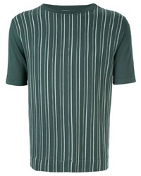 T-shirt à col rond à rayures verticales vert foncé Cerruti 1881