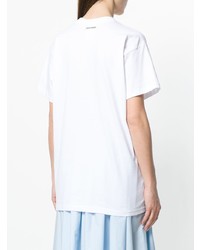T-shirt à col rond à volants blanc Brognano