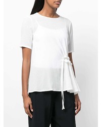 T-shirt à col rond à volants blanc Fabiana Filippi